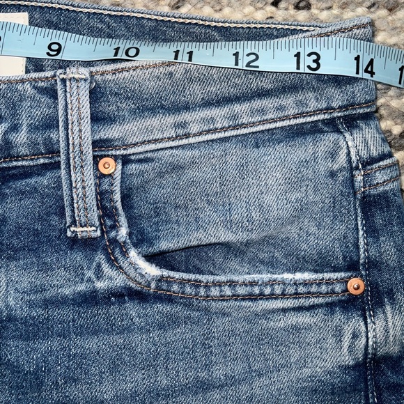 MOTHER High Waisted Rider Blue Distressed Ankle Jeans - Picture 7 of 8